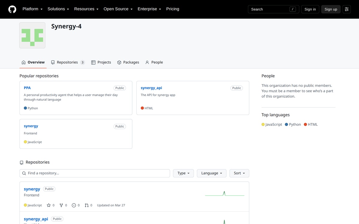 Synergy — GitHub organisation profile