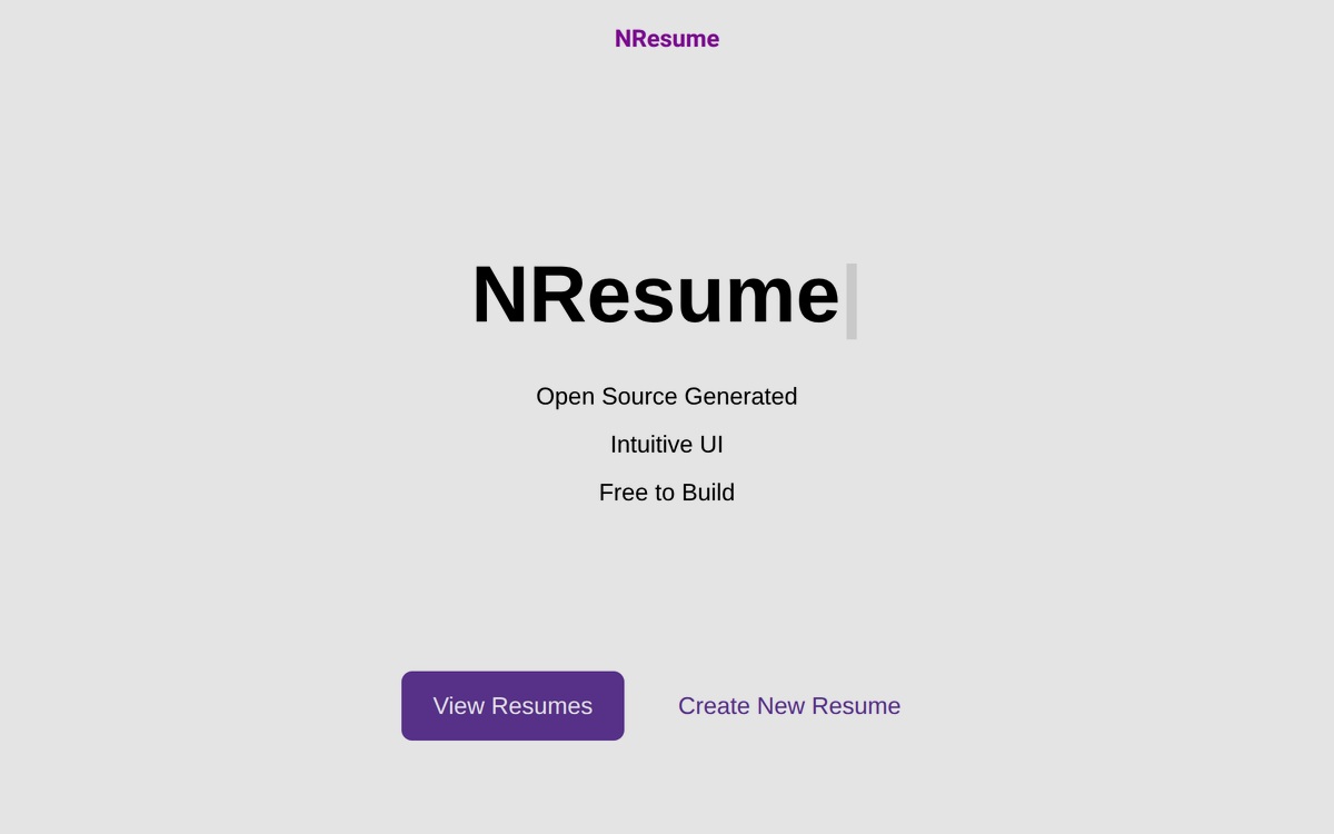 NResume — resume management app landing page