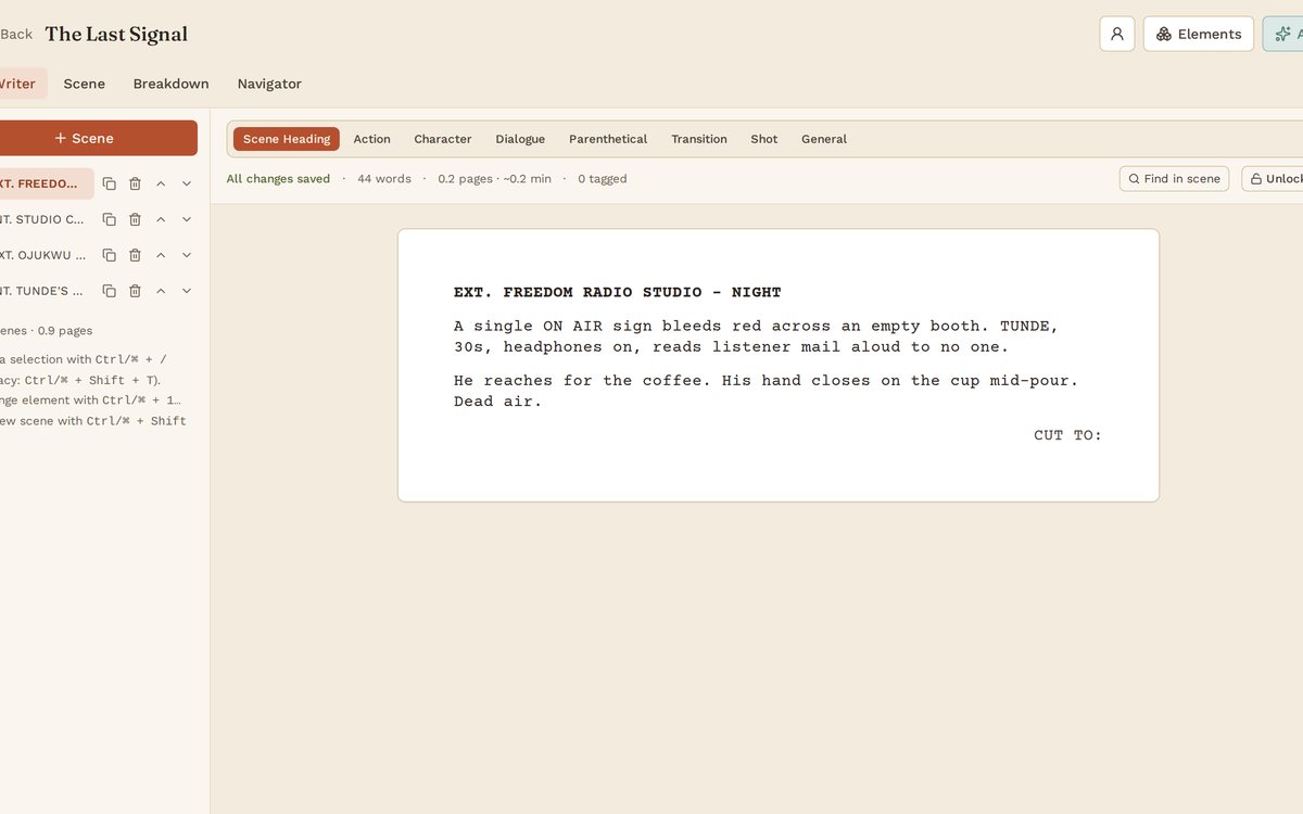 Story Room — collaborative screenwriting editor for film writers